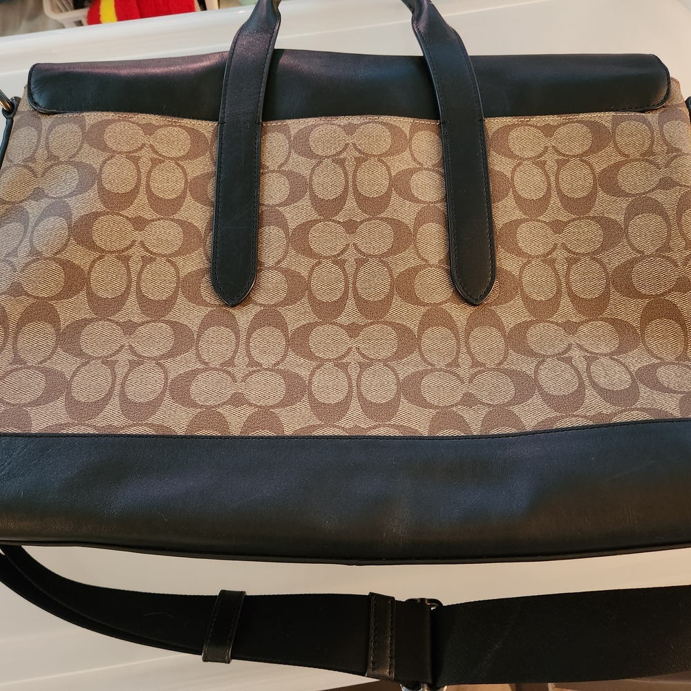 Coach Black and Tan Laptop Briefcase Bag, Unisex